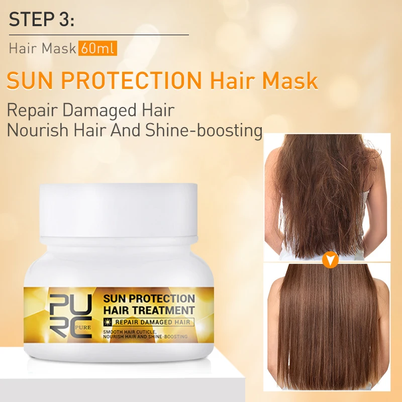 Purc Hair Keratin Treatment Set Sun Damage Repair Hair Mask Smooth Shine  Moisturiz Care Hair Straightening Products With A Gift - Hair & Scalp  Treatments - AliExpress