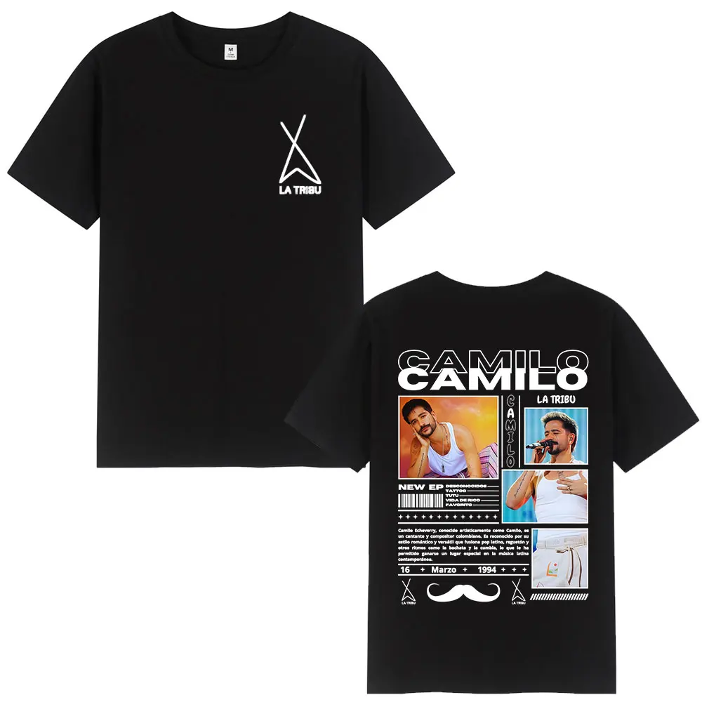 Sänger Camilo La Tribu Album T-Shirts Herren Damen Kleidung Mode Hip Hop Übergroße T-Shirts Baumwolle Casual T-Shirt Streetwear