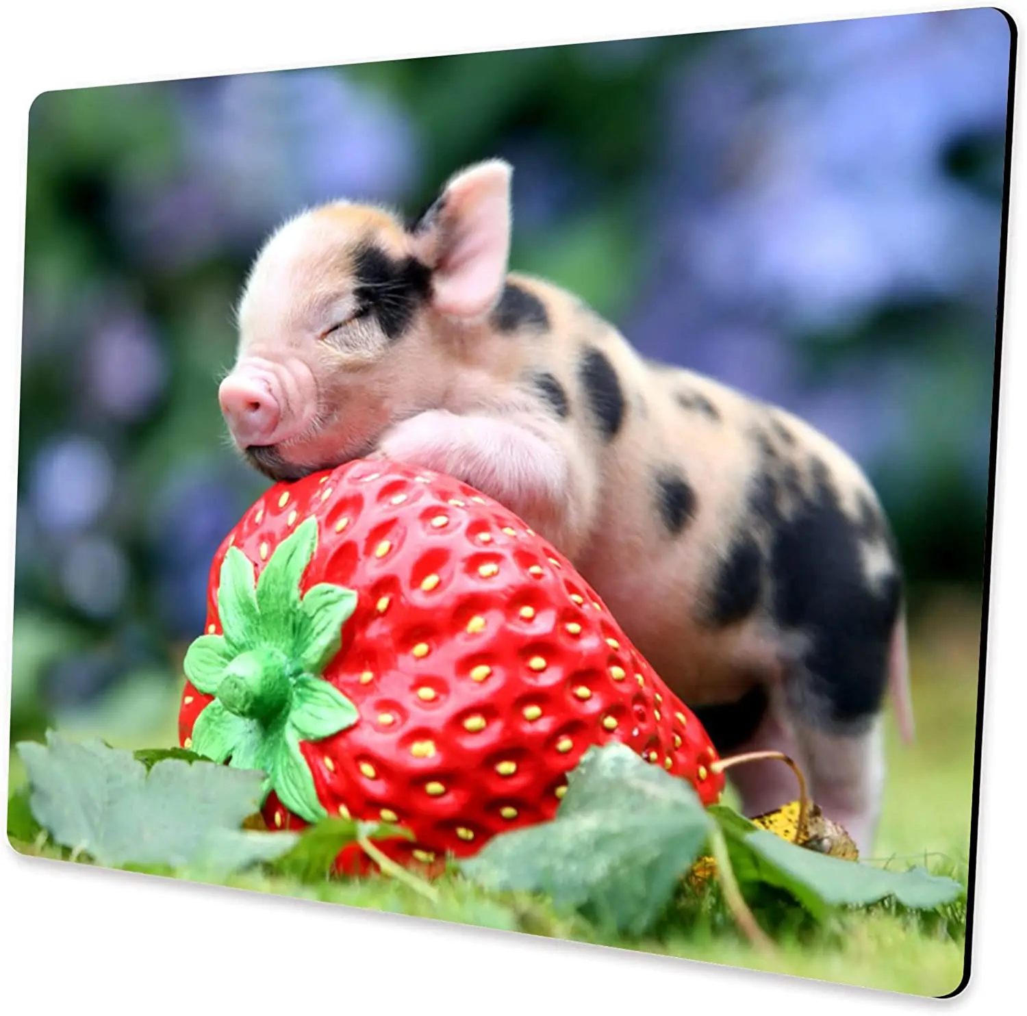 Cute Strawberry Piggy Mouse Pad Unique Design Anti-Slip Rubber Base Mouse Pad for Desktop and Laptop Mouse Pad 9.5X7.9 Inch