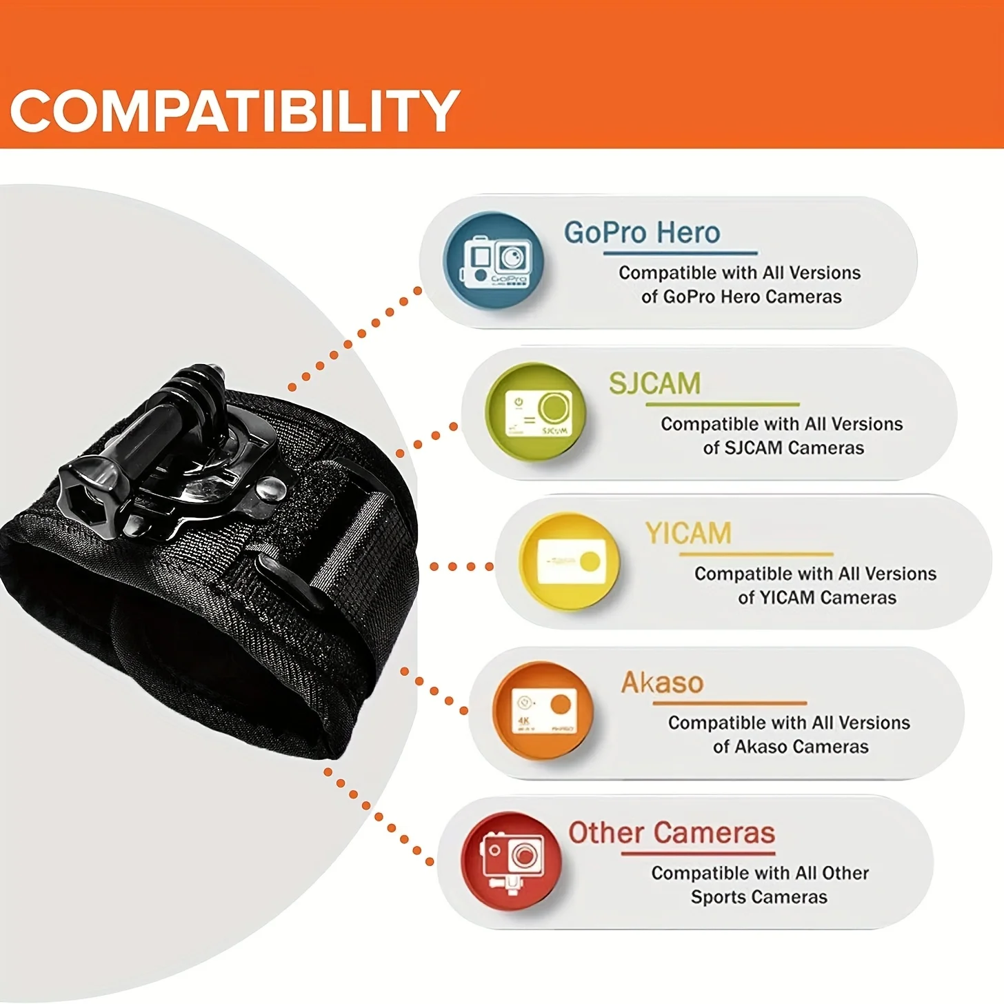 Verstelbare draaibare polsband voor GoPro actioncamera