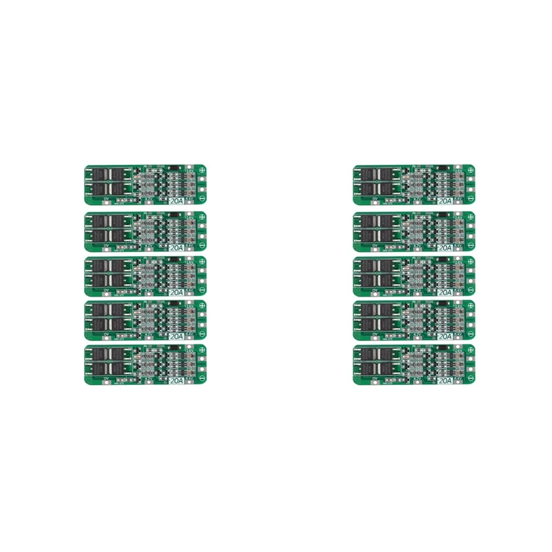 

10 шт., модуль зарядного устройства литий-ионной батареи 3S 20A BMS 18650 плата защиты BMS PCB 11,1 V 12V 12,6 V