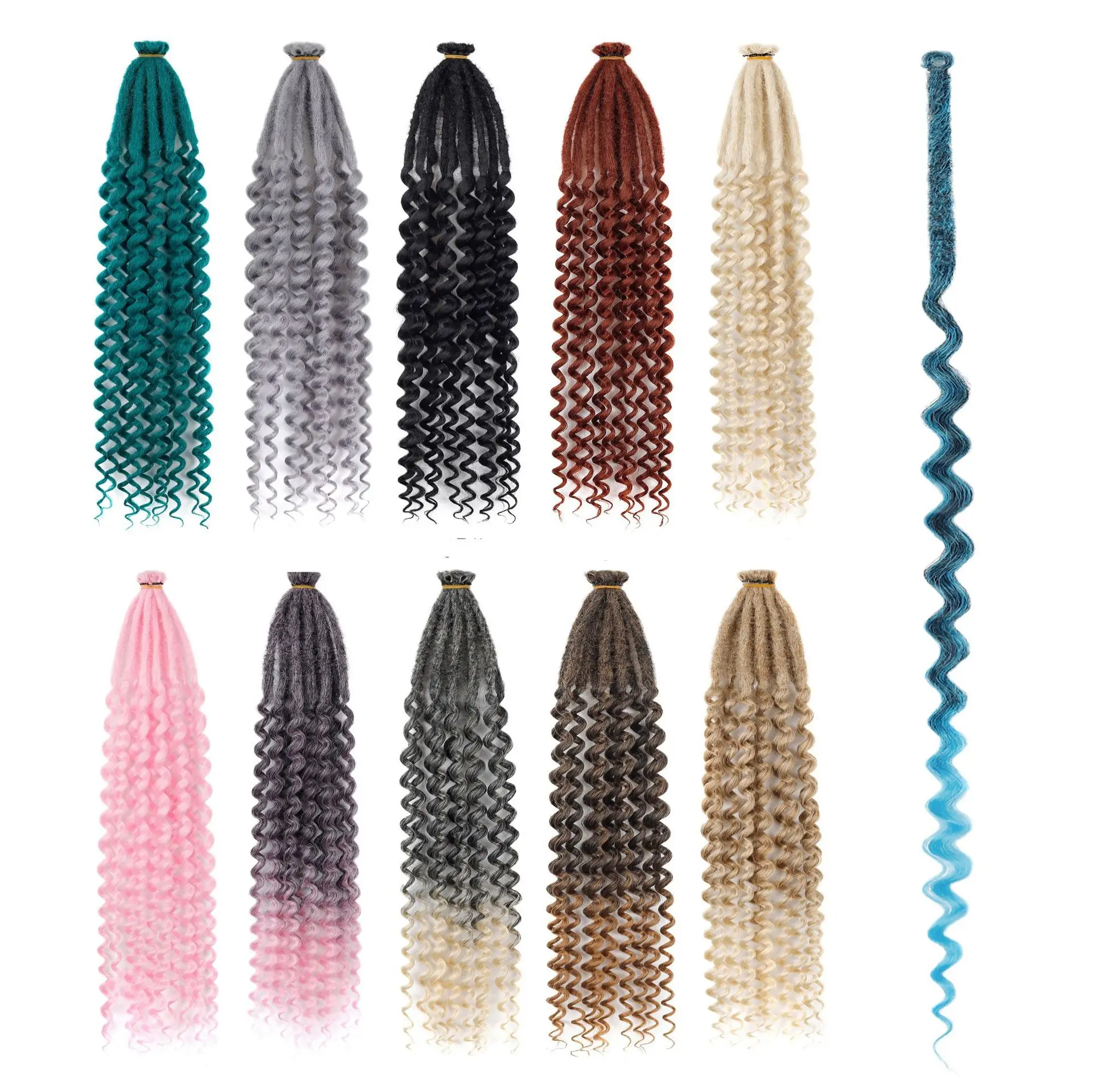 20가닥 히피 스타일 크로셰 헤어 보헤미안 브레이드 헤어 24인치 흑인 여성용 합성 헤어 데일리 크로셰 헤어 곱슬 끝처리