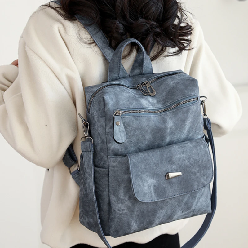 Designer Vintage Women Backpacks 2024 New Pu Leather School Backpack for Gilrs Large Capacity Ladies Travel Luxury Shoulder Bags