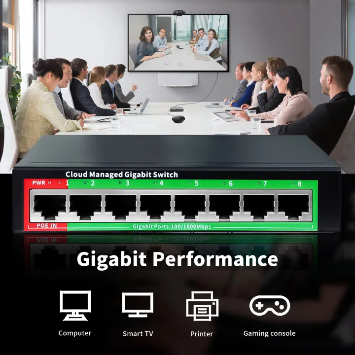 Cloud-managed Gigabit Ethernet Switch 8 Port Network Switch 48V POE Network Extender Desktop 100/1000Mbps SFP APP Managed Switch 5