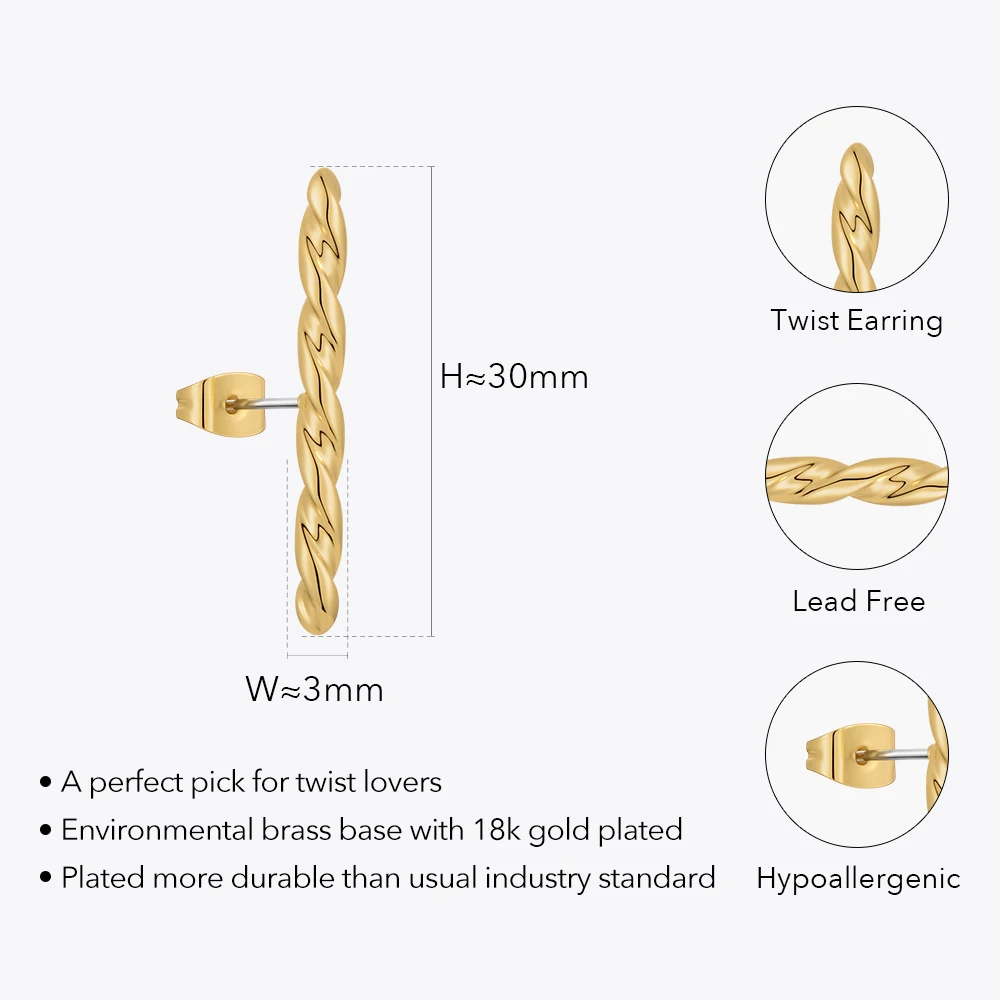ENFASHION Piercing Twist Earings Kolczyki Gold Color New In Earrings For Women Christmas Gift Fashion Jewelry Wholesale E221444