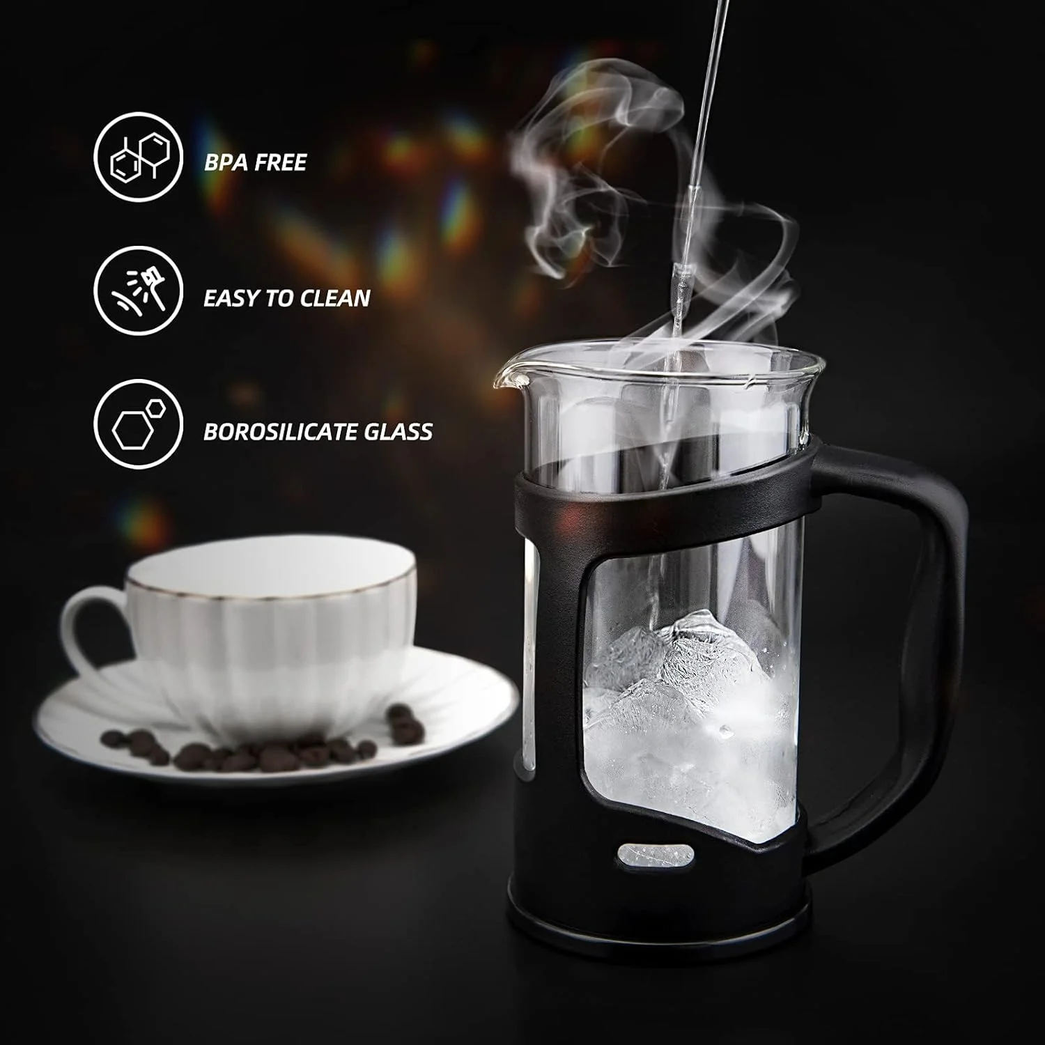 Mini French Press Coffee Maker 1 Cup, 12oz Coffee Press, Stainless Steel Filter, Maximum Flavor Brewer - Small 4 Mini French Press Coffee Maker 1 Cup, 12oz Coffee Press, Stainless Steel Filter, Maximum Flavor Brewer - Small 4