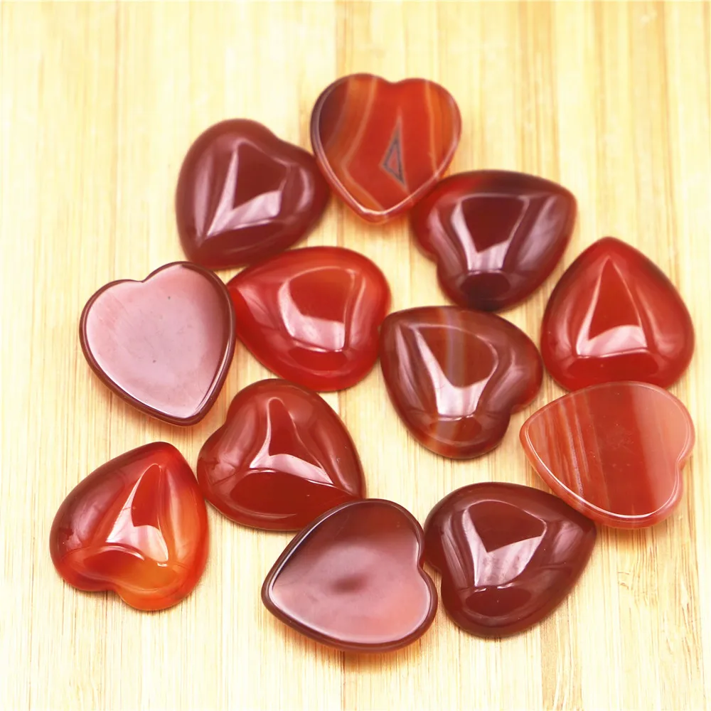 23x25mm Natural Stone Heart Onyx Cab Cabochon Epidote Red Agate Beads for DIY Jewelry Making 12pcs Dropshipping Free Shipping
