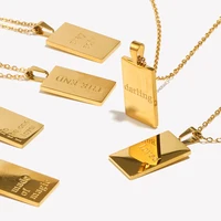 E.B.belle Individuality MessageTarot Necklace Stainless Steel 18k Gold Plated Tarnish Free Square Geometric Gold Necklace