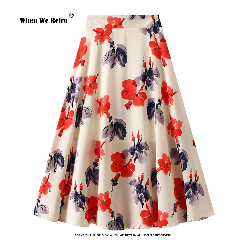 

Y2K Casual Summer Skirts High Waist Elastic Floral Print A Line Midi Long Skirts Bohemian Beach Holiday Faldas VD4016