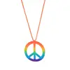 Fashion Hippie Costume Jewelry Set 60s 70s Rainbow Peace Sign Pendant Necklace Earring Decoration Gift for Friend Sister 6