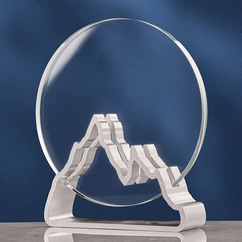 Customized Creative Metal Crystal Trophy, Excellent Employee Souvenir Reward Home Decoration Honor Gold/Silver/Copper Medal, 1Pc