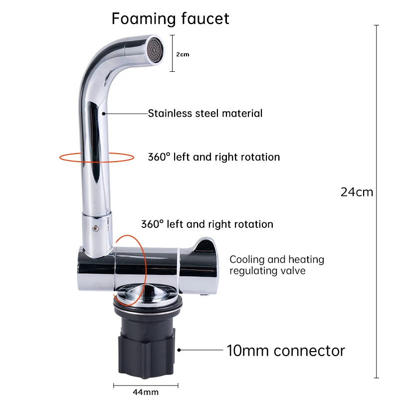 Motorhome Trailer Modification Parts Kitchen Bathroom Hot and Cold Folding Faucet 304 Stainless Steel Faucet RV Camper Accessori