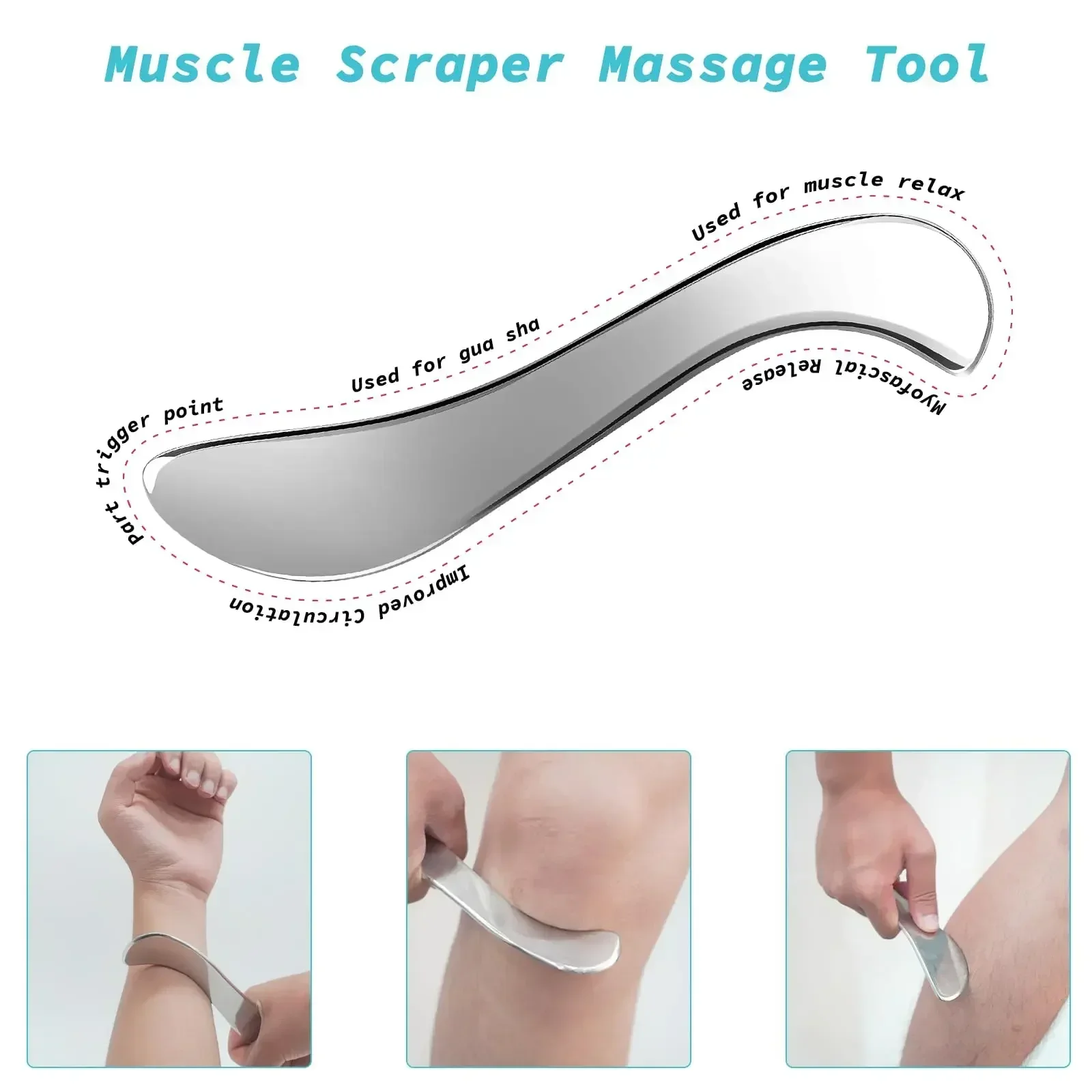 Gua Sha Tool Stainless Steel Muscle Full Body Skin Massage Tool Soft Tissue Myofascial Scraper Stuff Lymphatic Drainage Massager