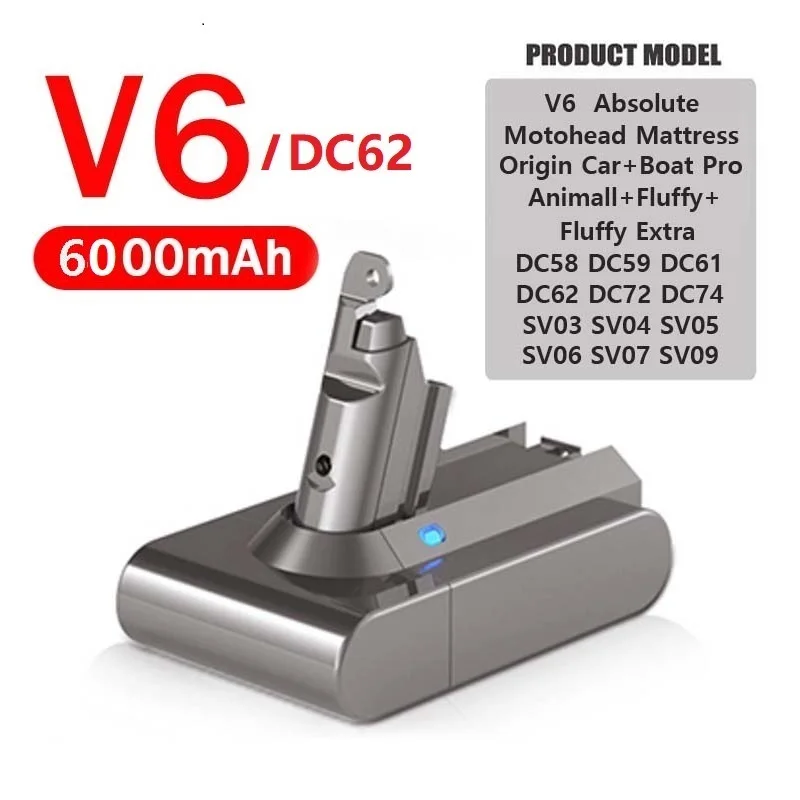 Vacuum Cleaner Battery For Dyson V6 V7 V8 V10 V11 Replace Battery DC58 DC59  DC61 DC62 DC72 DC74 SV11 SV10 SV12 SV14 SV15
