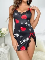 Women Sleepwear Nightgown Sexy Lingerie Love Printed Halter Backless Mini Dress Casual Pajamas Sleepshirts Nighties - Image 2