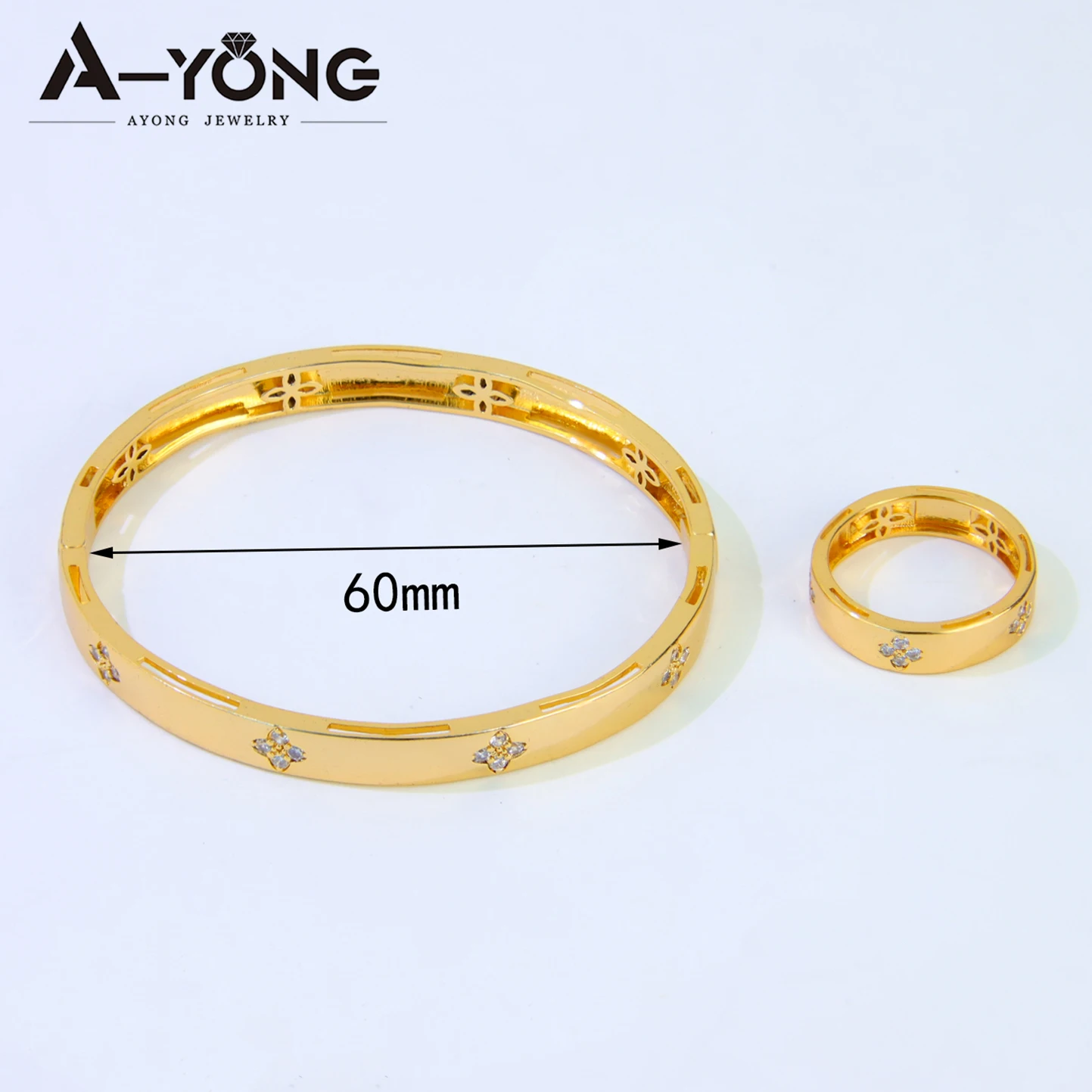 Arabisch Modeschmuck Set 21k vergoldet Dubai Muslim Retro Zirkonia Armreifen Ringe Äthiopien Frauen Party Schmuck – Detail 8