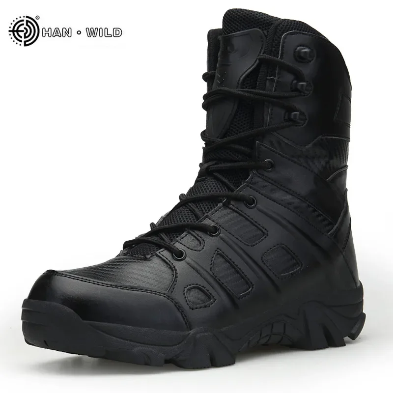 Men Tactical Boots Winter Leather Waterproof Desert Combat Work Shoes Mens Ankle Boot Man Plus Size outdoor boots men leather boots