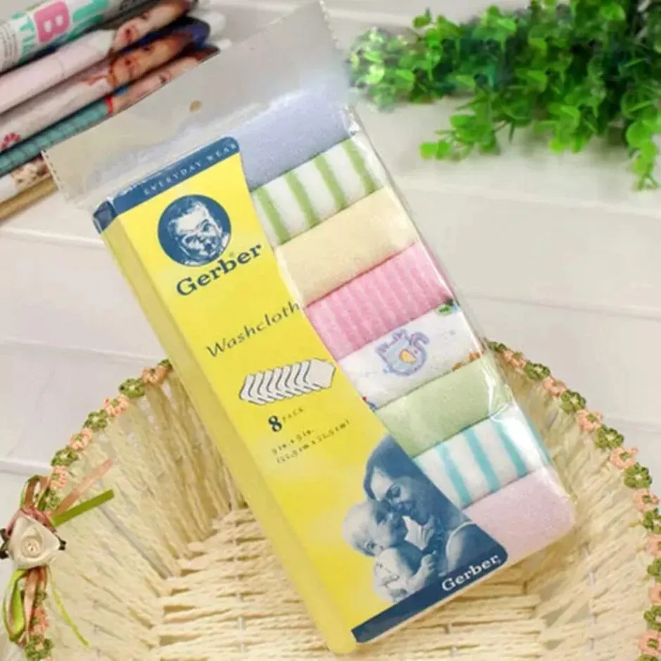 Bath Towel 8 Pieces Baby Soft Face Natural Cotton Feeding Absorbent Small Handkerchief Bib Saliva Baby Shower Gift