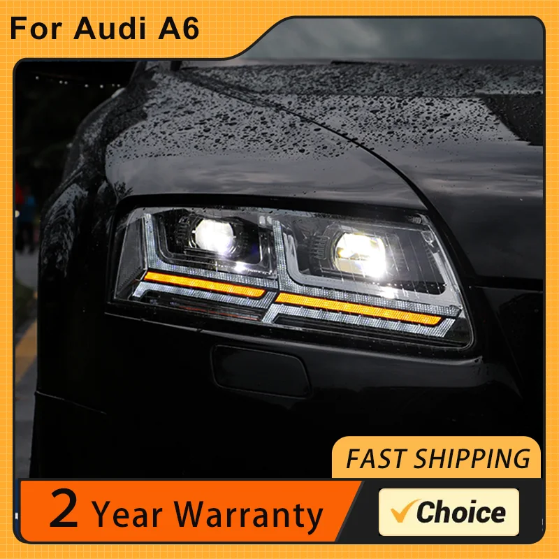 

Передняя фара для AUDI A6 светодиодный, фары 2004-2011, фары A6L DRL, сигнал поворота, фара дальнего света, объектив проектора Angel Eye