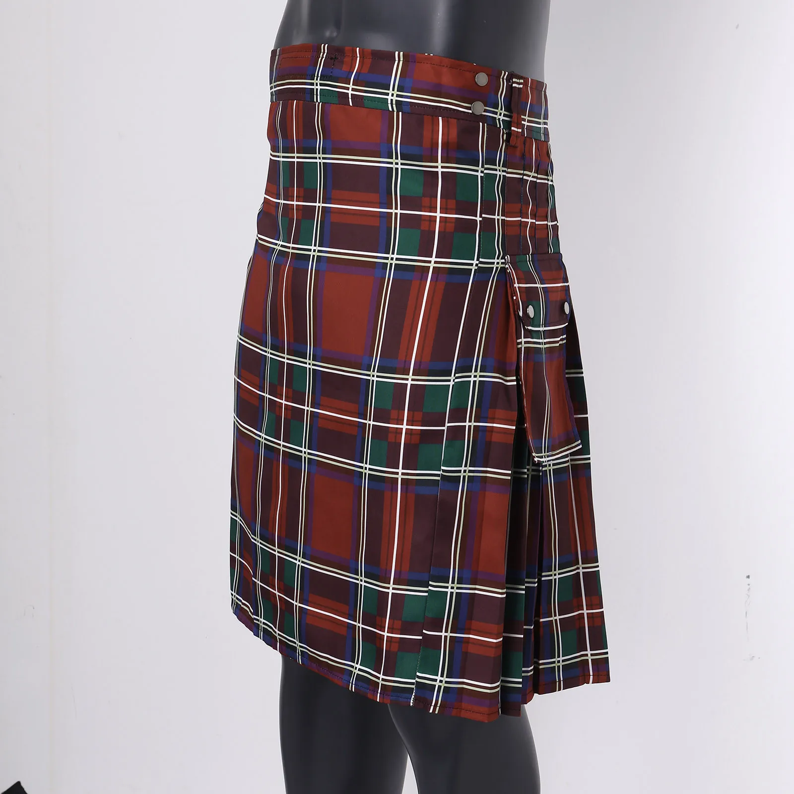 

Traditional Scottish Skirt Men'S Fashion Casual Style Square Highland Pleated Pocket Tartan Kilt Medieval Cosplay Bottoms