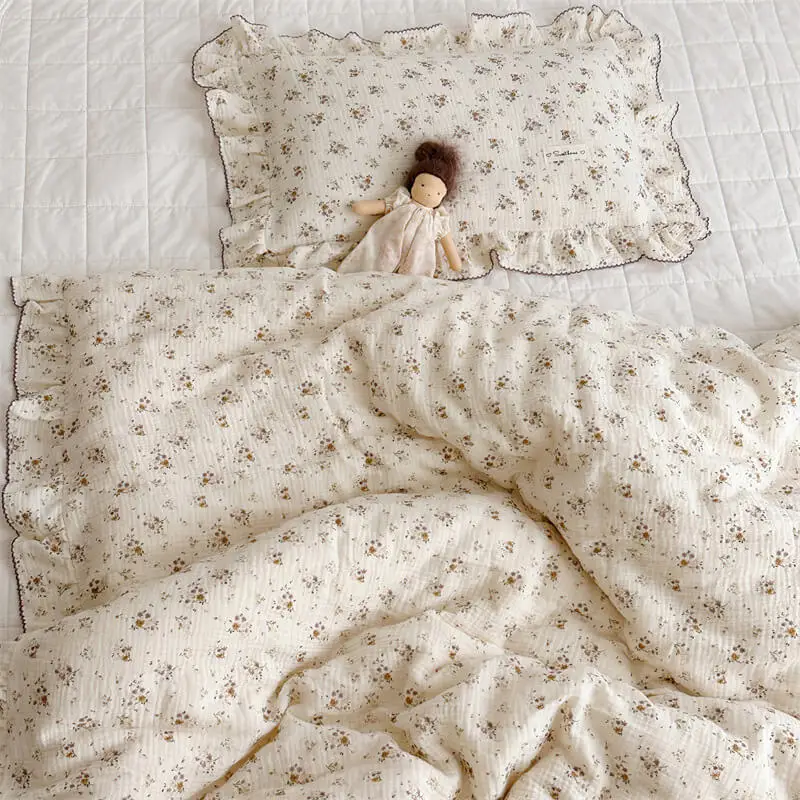 Cotton Muslin Duvet Cover Set Twin Size with Pillow Covers