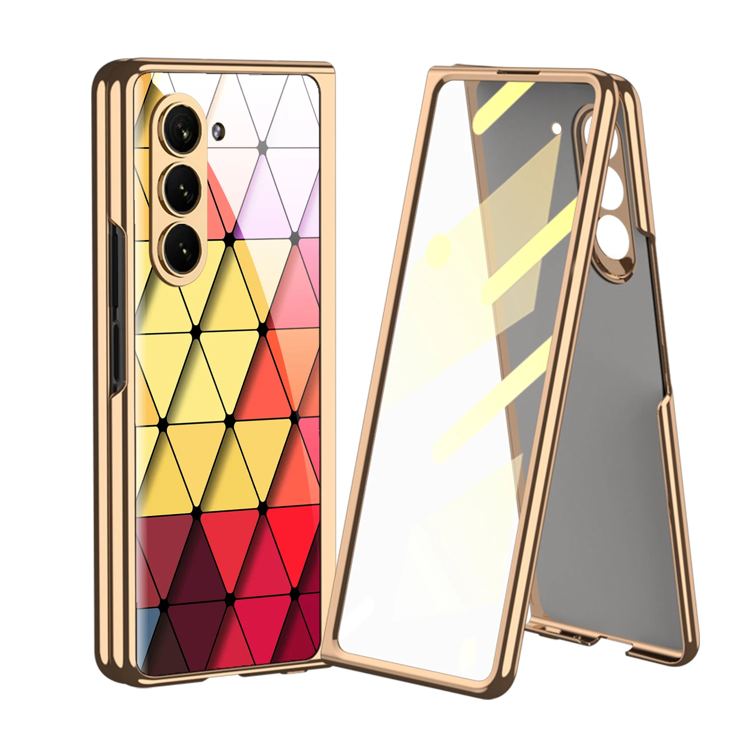 Luxury Plating Screen Glass Case For Samsung Galaxy Z Fold 6 5 Case Back Painted