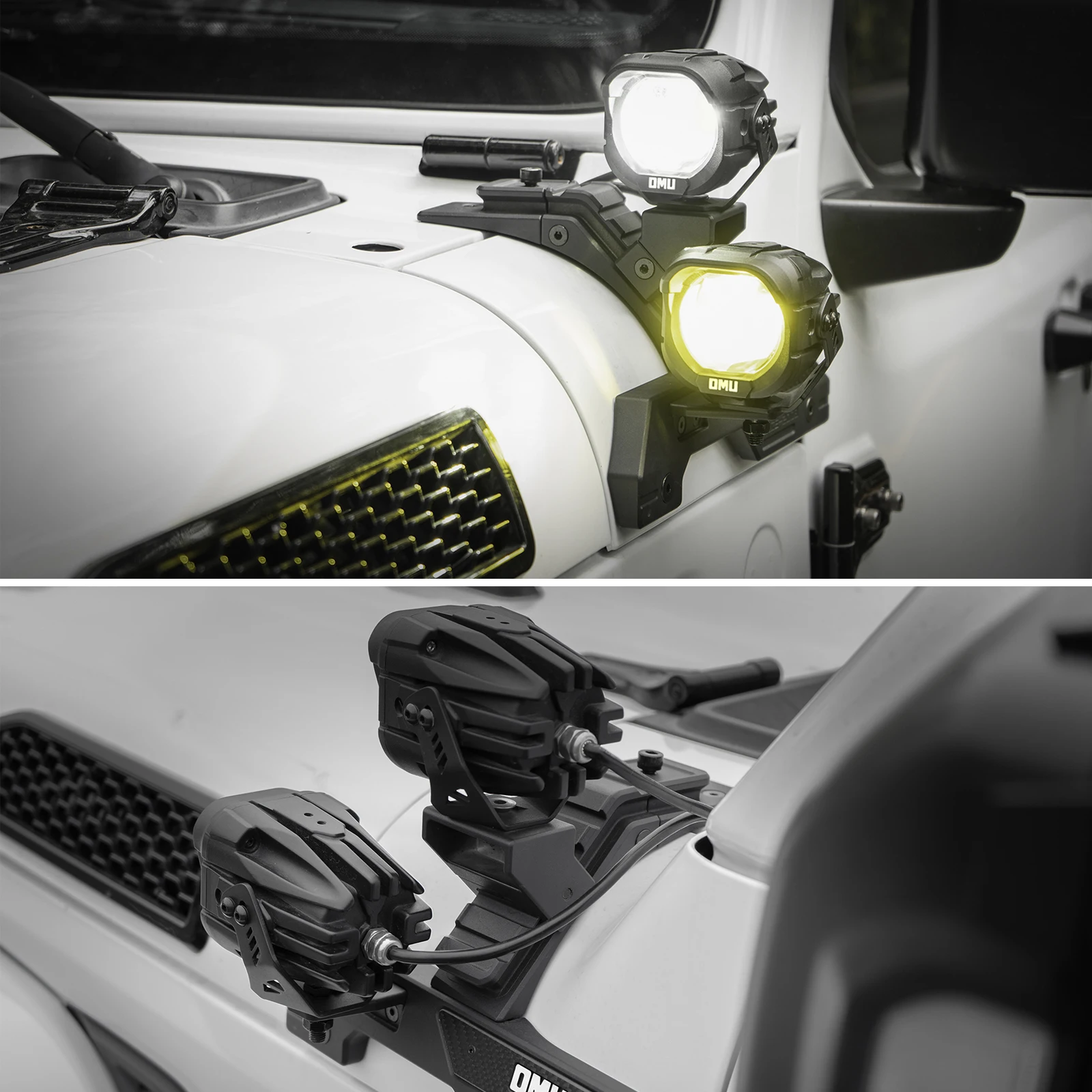 OMU 4x4 보조 스포트라이트 LED 안개등 오프로드 라이트 초고휘도 상하향등 전환 가능 지프 차량 트럭 SUV ATV 등에 적합