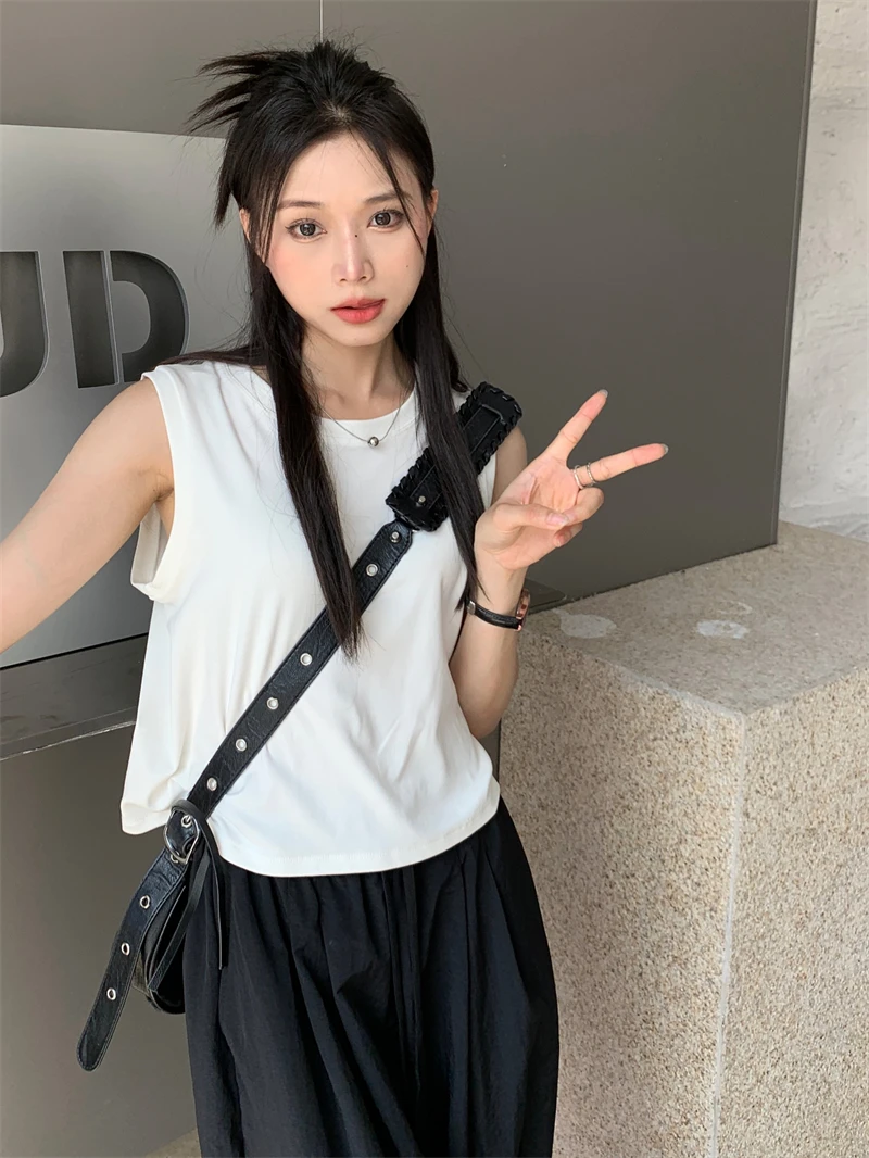 גופייה רב-תכליתית לספורט + מכנסיים רחבים בגזרה גבוהה עם שרוך ייבוש מהיר, אופנת נשים בסגנון נסיעות לעבודה, מכנסי פנס