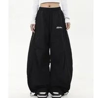 Retro Y2K Hip Hop Streetwear Casual Chic Matching Sweatpant Oversize Women's Wide Leg Pant Low Waist Drawstring Lady Cargo Pants - Image 6
