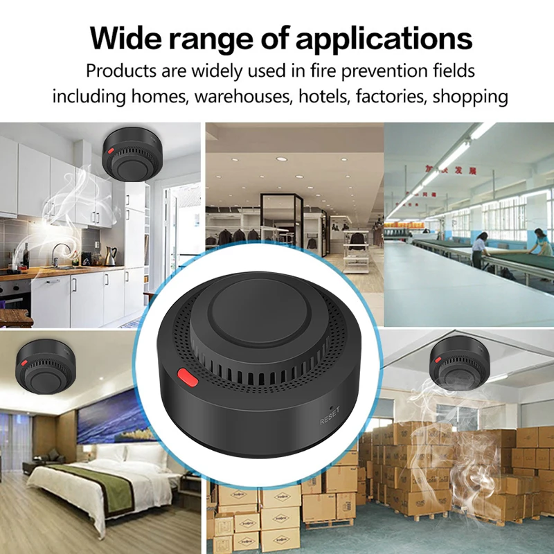 Tuya Smart Zigbee Smoke Detector Alarm with Smartlife APP Real-Time Control Self-Check Function Work Need Zigbee Gateway