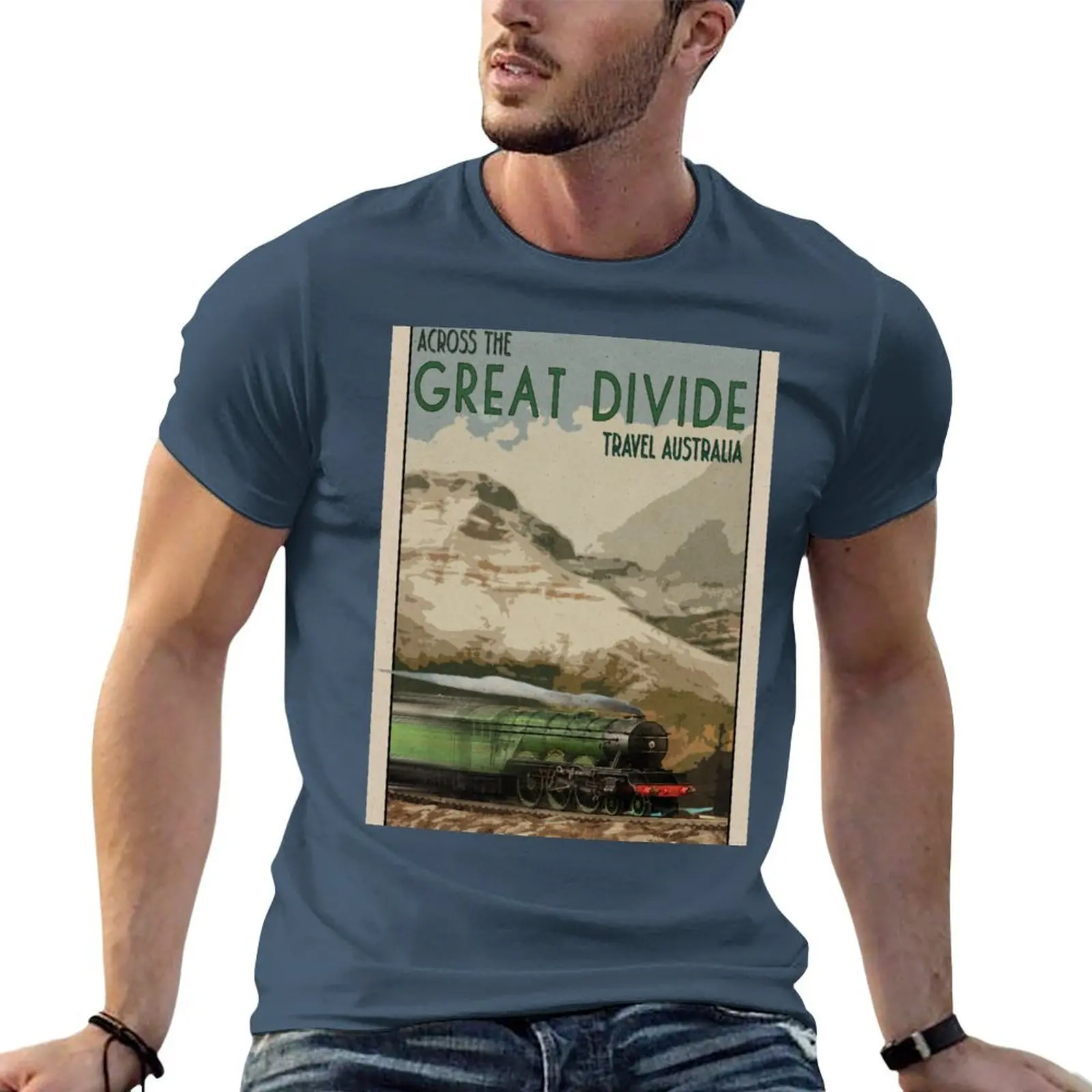

Retro Railway Travel Australia_04 T-shirt funnys blanks boys animal print plain mens t shirts