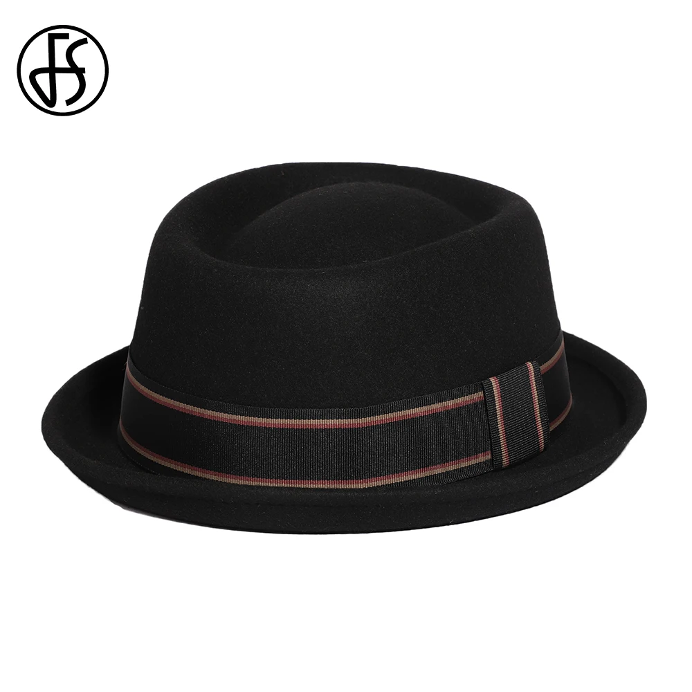 Cappello Pork Pie In Feltro Di Lana - Fedora Unisex Uomo/Donna, Nero, Regolabile - Foto 6