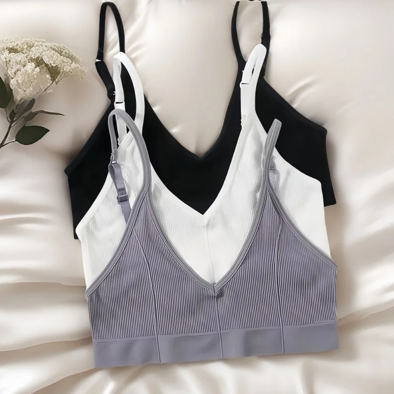 Seamless Tube Tops Women Push Up Bras U-shaped Back Bra Sexy Lingerie Female Brassiere Adjust Straps Ribbed Sports Underwear