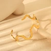 Chunky 16K Gold Plated Stainless Steel Curve Choker Necklace Wavy Open Bracelet Bangle High End Tarnish Free Jewelry Gifts 202 2