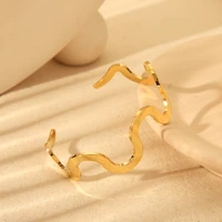 Chunky 16K Gold Plated Stainless Steel Curve Choker Necklace Wavy Open Bracelet Bangle High End Tarnish Free Jewelry Gifts 202 2