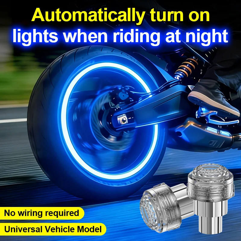 2/4Pcs Car Motorcycle Bicycle Tire Valve Caps Light LED Neon Flash Lamp Waterproof Tyre Universal Wheel Lights Car Accessories