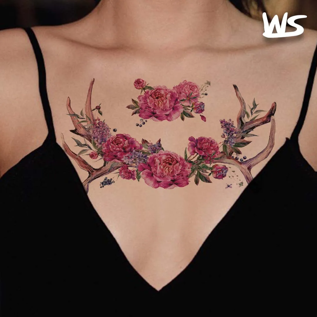 Small fresh flower rose pattern temporary waterproof tattoo stickers girls party tattoo stickers sexy cute lady tattoo stickers