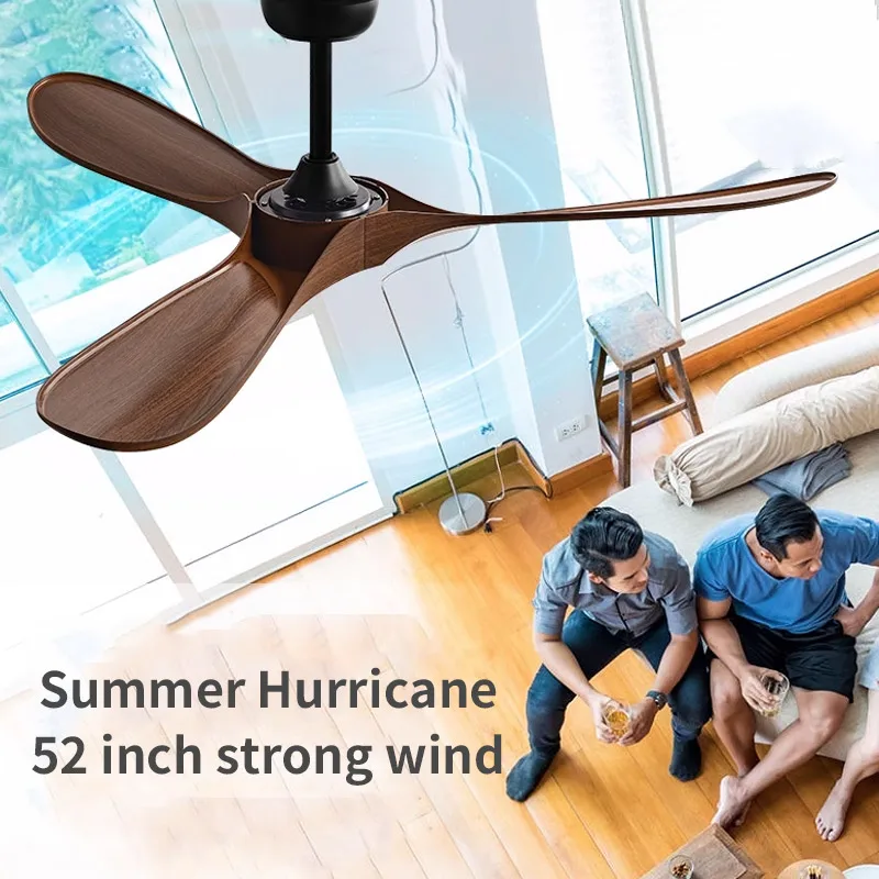42/52 Inch Nordic LED Ceiling Light Restaurant Living Room Home Remote Control DC Silent Industrial Retro Electric Fan 2