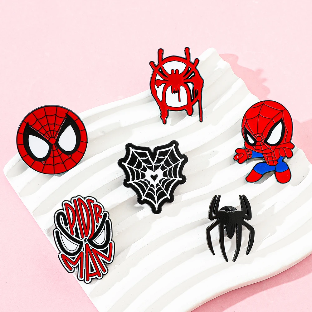 Movie Spider Enamel Pins Cartoon Anime Metal Brooch Badge Jewellery Backpack Accessory Gifts