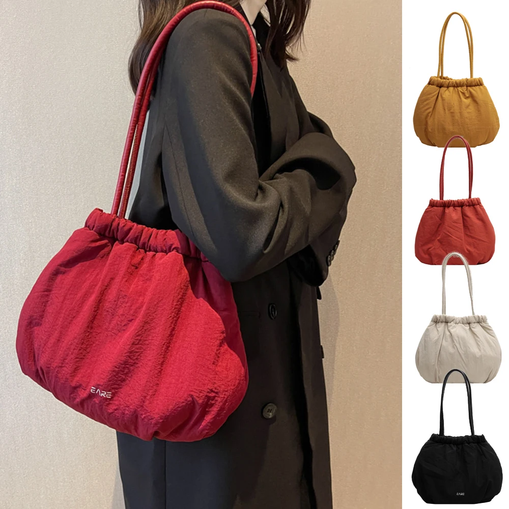 

Сумка на плечо, вместительная сумка-тоут, Студенческая мягкая сумка, портативная модная простая пушистая сумка, ультратонкая сумка из хлопка и нейлона с зажимом