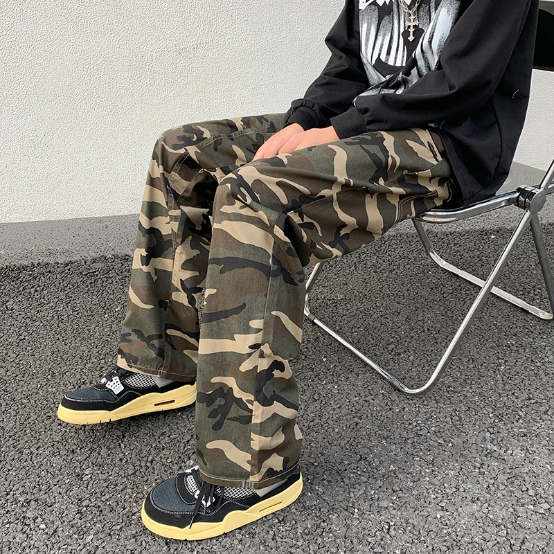 

Autumn Camouflage Men's Pants Full Length Spliced Casual Daily Cotton Trousers For Male