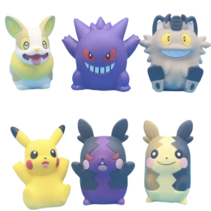 

6 Pokemon Figures Galar Region Meowth Gengar Pikachu Morpeko Yamper Super Cute Kawaii Hollow Model 6cm Anime Gift Toys