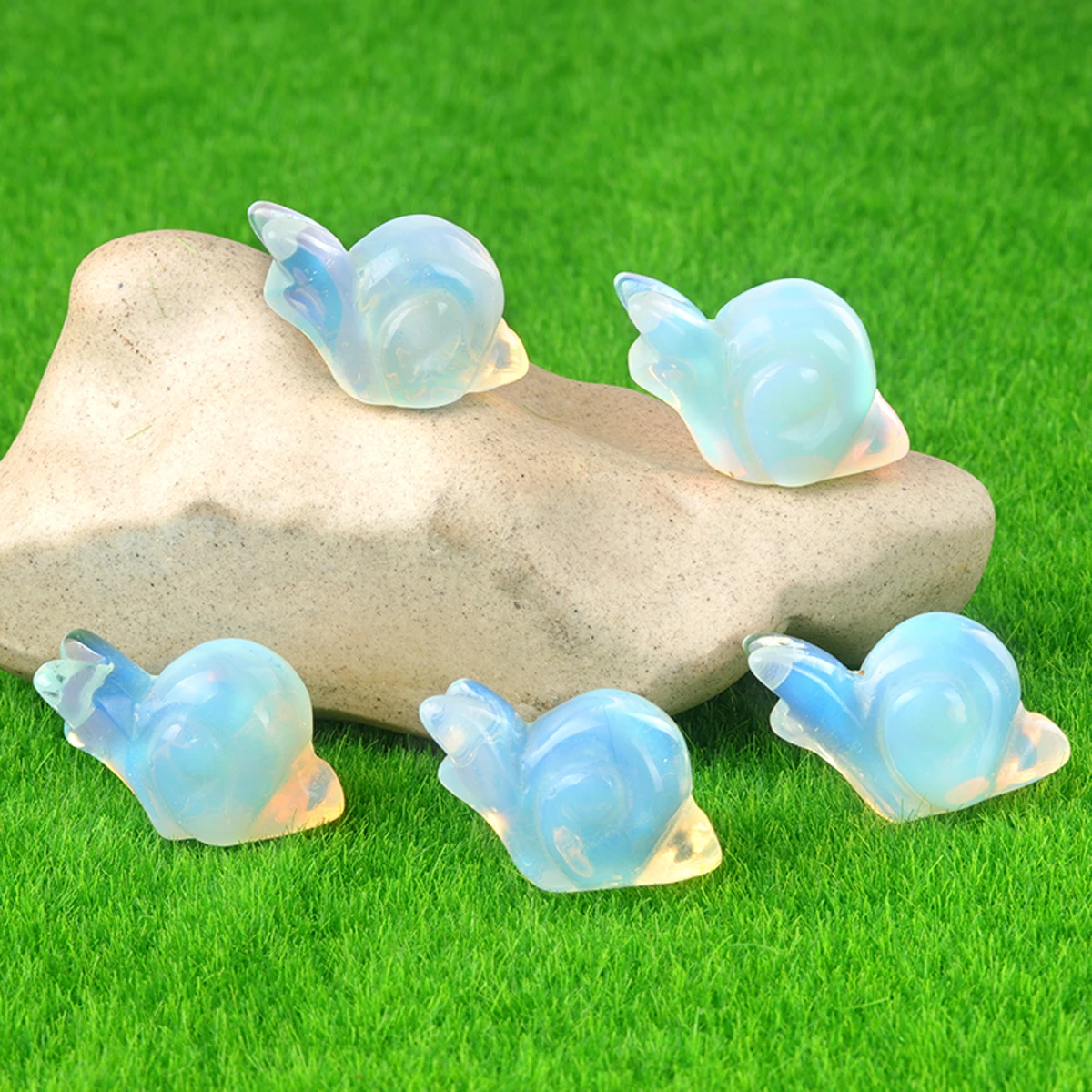 1PC Schnecke Geschnitzte Handwerk Ornamente Naturstein Healing Tier Figur Reiki Kristall Schmuck Hause Dekoration – Detail 11