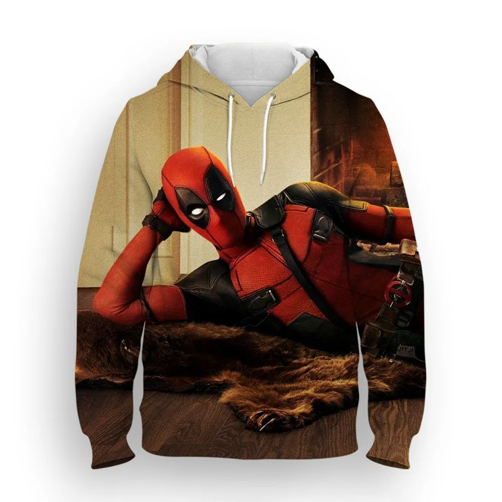 thumbnail image 1 of Sudadera con capucha Miniso para hombre con estampado 3D de Deadpool, estilo hip hop callejero, para deportes al aire libre, ropa informal diaria para hombre, 1 of 5