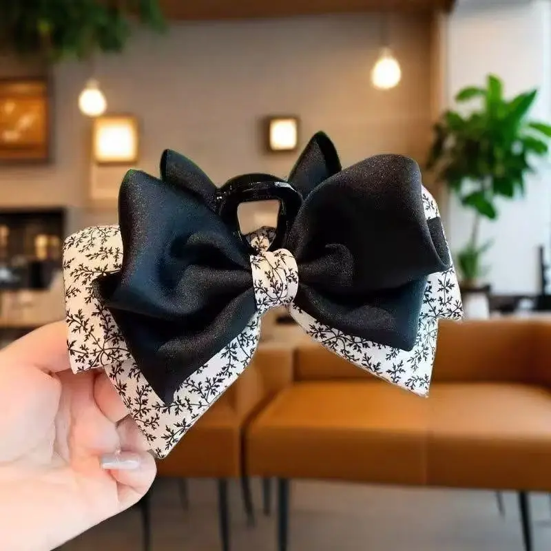 1 Stück elegante Blumen-Schleifenclip, neuer Retro-Herbst- und Winterstil, Hai-Clip-Haarspangen-Stirnband auf der Rückseite des Kopfes