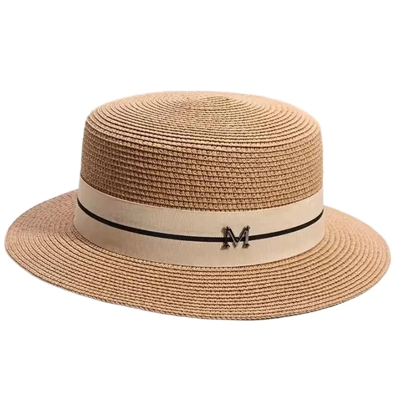 Women's Spring and Summer Houndstooth Sun Protection Beach Hat