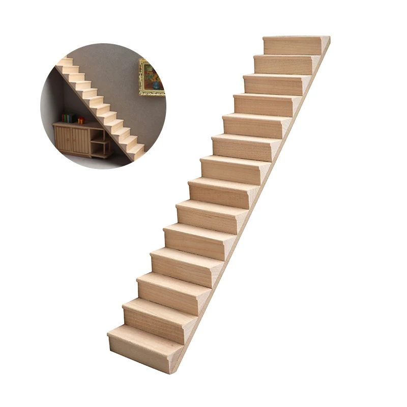 1:12 миниатюрный деревянный лестница для кукольного домика, мини-лестница без поручней, мебель, модель «сделай сам», кукольный домик, сцена жизни, Декор, игрушка, аксессуары