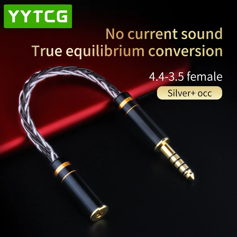Único Cristal Cobre Prata Pura Conector Adaptador 2.5 3.5 4.4 mm Macho para 2.5 3.5 4.4 mm Fêmea Balanceado Áudio Conversão Cabo