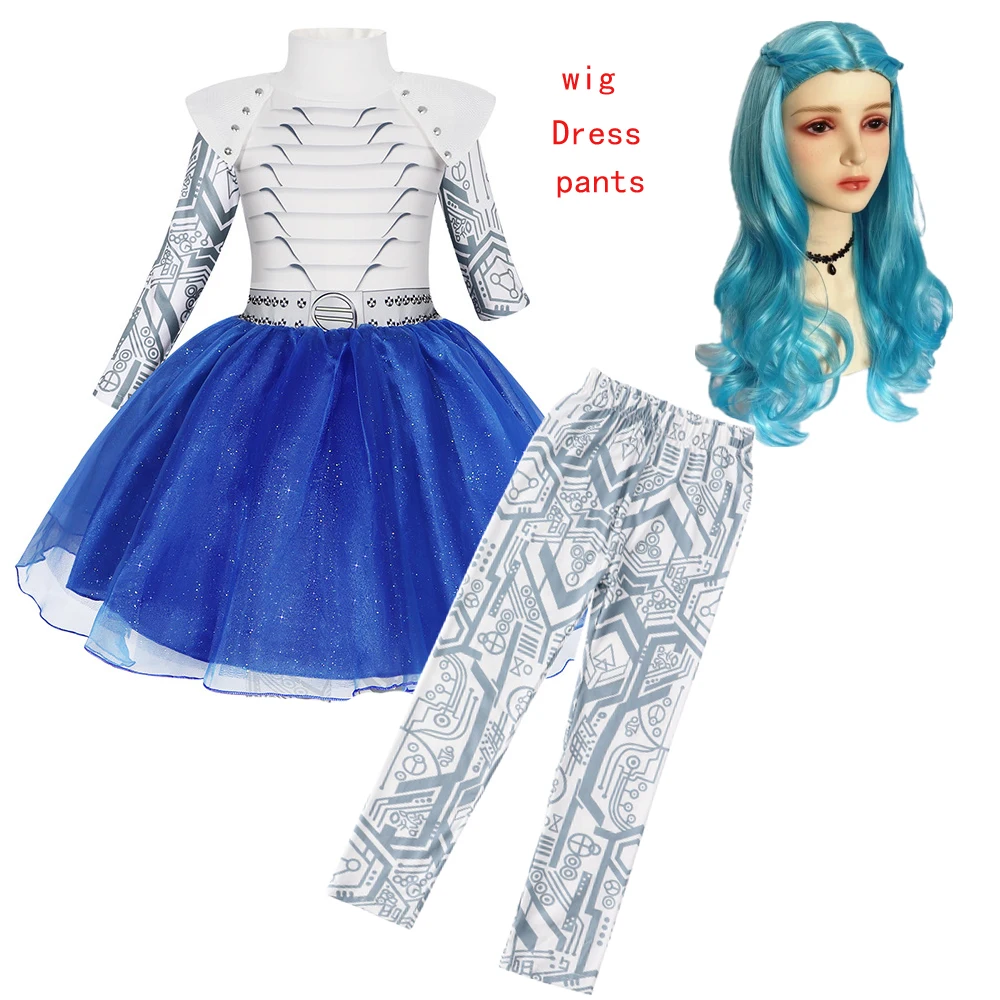 Cosplay Costume Zombies 3 Addison alien Kids Girls Cheerleader suit Fantasia Halloween Birthday Party Fancy Dress