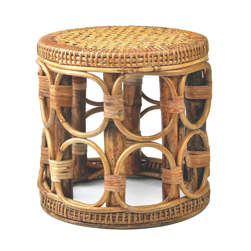 

Rattan Household Furniture Low Stool Simple Living Room Small Apartment Round Ottomans Designer Balcony Shoe Changing Stools L